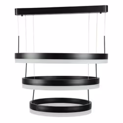 V-TAC Lampadari e Pendenti Lampadario LED a Sospensione con 3 Cerchi 86W in Metallo Colore Nero 3000K Triac Dimmerabile. Acqu ...