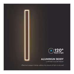 V-TAC Lampada LED da Muro - Corten - 85x54x625mm, colore Corten - Vista aggiuntiva 3