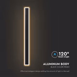 Sku6830 vt-11117-b - 17w lampada led da muro colore nero 3000k ip65