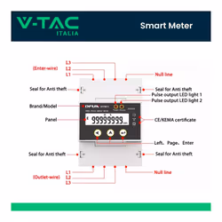 V-TAC Smart Meter DFUN Contatore Bidirezionale Trifase - Vista aggiuntiva 3