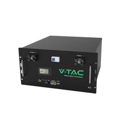 V-TAC Batteria di Accumulo 10kWh LFP BMS Integrato Incluse Staffe per Muro Garanzia 10 Anni, colore Nero