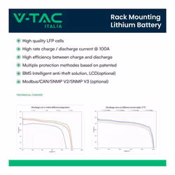 V-TAC Batteria di Accumulo 10kWh LFP BMS Integrato Incluse Staffe per Muro Garanzia 10 Anni, colore Nero - Vista aggiuntiva 3