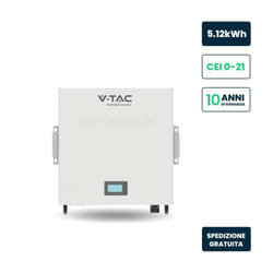 V-TAC Batteria di Accumulo 5kWh LFP BMS Integrato Garanzia 10 Anni, colore Bianco