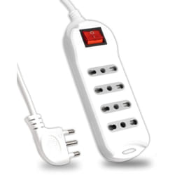 V-tac - Ciabatta Multipresa Elettrica con Interruttore e Cavo da 1,5 Metri - 4 Prese 10/16A Bipasso 2P+T - Con Spina 16A - Presa Elettrica per Casa,