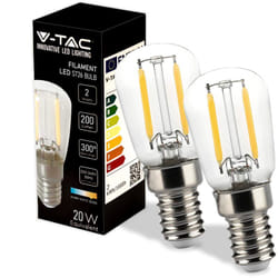 2x Lampadina led Filamento per Frigorifero e Lampade - Attacco E14-2W - 200 Lumen - Lampadine led T26 Piccole per Massima Efficienza e Risparmio