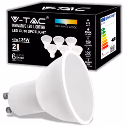 V-TAC 6x Lampadine LED GU10 4.5W (Equivalenti a 35W) - 400 Lumen - Alta Luminosità - Faretto Led GU10 - Massima Efficienza e  ...
