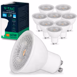 V-TAC 10x Lampadine LED GU10 - 6W (Equivalenti a 60W) - 445 Lumen - Alta Luminosità - Faretto Led GU10 per Massima Efficienza ...