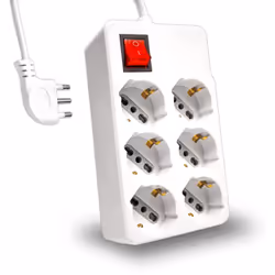 V-TAC Multipresa Elettrica 6 Posti con Interruttore e Cavo 1,5mt - 6 Prese Frontali 10/16A Bipasso Schuko - Ciabatta Presa El ...