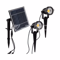 2*Faretti LED da Giardino 2*1.2W con Picchetto e Pannello Solare Colore Nero 3000K IP65 SKU: 20488 : VT: VT-11031 Specifiche  ...