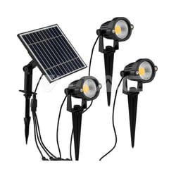 V-tac - 3Faretti led da Giardino 31.2W con Picchetto e Pannello Solare Colore Nero 3000K IP65