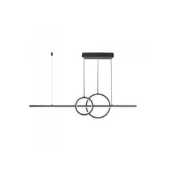 Lampadario led a Sospensione 15W 1500lm dal Design Moderno 2 Anelli + Barra Led Colore Nero 4000K SKU-6935