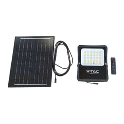 V-TAC Faro LED con Telecomando e Pannello Solare 12W 6400K, colore Nero