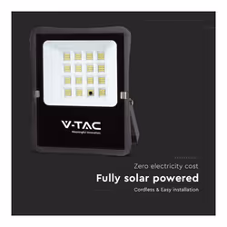 V-TAC Faro LED con Telecomando e Pannello Solare 12W 6400K, colore Nero - Vista aggiuntiva 3