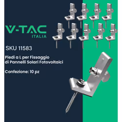 V-TAC Piedi a L Altezza Fissa per Fissaggio di Pannelli Solari Fotovoltaici 10pz