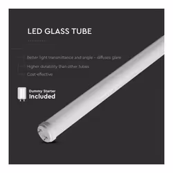 V-TAC Tubo LED T8 G13 9W in Vetro 60cm Non Ruotabile 25pz 6500K, colore Bianco - Vista aggiuntiva 2