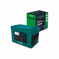 V-TAC Power Station Portatile con Batteria di Accumulo LiFePO4 1024Wh AC:220V 1000W (Max. 1800W) con 3 Prese Schuko Ricaricab ...