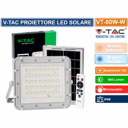 V-Tac VT-80W è un faro LED da 10W di potenza con tecnologia LED SMD , corpo in alluminio di colore bianco e copertura traspar ...