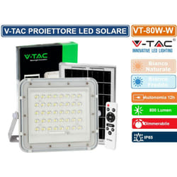 V-tac - VT-80W faro led floodlight 10W IP65 colore bianco con pannello solare e telecomando - sku 7842 / 7841 - Colore Luce: Bianco Freddo