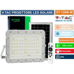 V-tac - VT-120W faro led floodlight 15W IP65 colore bianco con pannello solare e telecomando - sku 7844 / 7843 - Colore Luce: Bianco Freddo