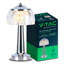 V-tac - Lampada led da Tavolo 1W 13.526.5 Colore Cromo Ricaricabile con usb c Touch Dimmerabile 3in1