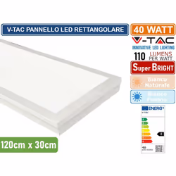 V-Tac VT-12030 è un pannello LED rettangolare con potenza di 40W e tecnologia LED SMD , ideale per un'installazione a superfi ...