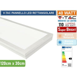 V-tac - VT-12030 pannello led rettangolare 120X30 40W smd con driver - sku 216625 / 216626 - Colore Luce: Bianco Naturale