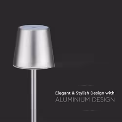 Lampada Led da Tavolo Grigio Ricaricabile 3W Dimmerabile con Comandi Touch Per Uso Interno Esterno IP20 Bianco Caldo 3000K SKU-10187 - Vista aggiuntiva 4