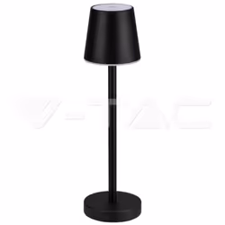 V-TAC Lampada LED da Tavolo 3W Nero Ricaricabile, Touch Dimmerabile 4000K