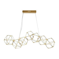 V-tac - Lampadario led a Sospensione 28W in Metallo dal Design Moderno Verniciato Oro 3000K