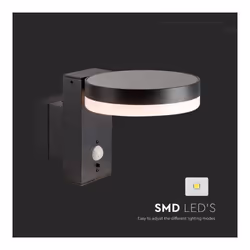 V-TAC Lampada LED da Muro Rotonda 5.5W con Pannello Solare e Sensore PIR Corpo Nero 3000K IP44, colore Nero - Vista aggiuntiva 2