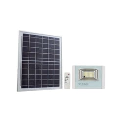 V-TAC Faro LED con Telecomando, Pannello Solare 12W, LiFePO4, Timer, Cavo 5m 4000K Bianco IP65, colore Bianco