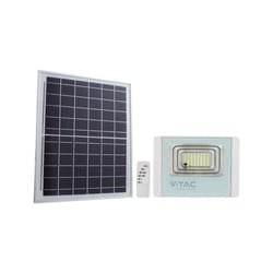 V-TAC Faro LED con Telecomando e Pannello Solare 16W Batteria sostituibile Cavo da 5m Colore Bianco 4000K IP65, colore Bianco