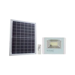 V-TAC Faro LED con Telecomando e Pannello Solare 16W Batteria sostituibile Cavo da 5m Colore Bianco 6400K IP65, colore Bianco
