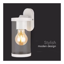 V-TAC Lampada LED da Giardino Cilindrica con Portalampada E27 con Corpo Bianco Copertura Trasparente d: 93*116*234mm IP44, colore Bianco - Vista aggiuntiva 2