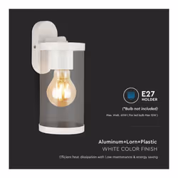 V-TAC Lampada LED da Giardino Cilindrica con Portalampada E27 con Corpo Bianco Copertura Trasparente d: 93*116*234mm IP44, colore Bianco - Vista aggiuntiva 3