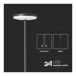 V-TAC Lampada LED da Giardino 12W con Picchetto a con Doppio Fissaggio a Terra Colore Antracite d:15*h:80cm 3000K IP65, colore Antracite - Vista aggiuntiva 3