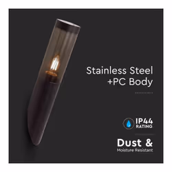 V-TAC Lampada LED da Giardino Portalampada E27 Acciaio Vetro Fumé Colore Nero Fissaggio Diagonale IP44, colore Nero - Vista aggiuntiva 2