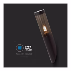 V-TAC Lampada LED da Giardino Portalampada E27 Acciaio Vetro Fumé Colore Nero Fissaggio Diagonale IP44, colore Nero - Vista aggiuntiva 3