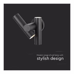 V-TAC 2*Faretti LED Da Muro 6W con Doppio Fascio Luminoso Regolabile a 360° Colore Nero 3000K IP44, colore Nero - Vista aggiuntiva 2