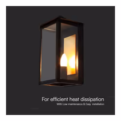 V-TAC Lampada LED da Muro Lanterna 200*168*350mm Portalampada E14 (Nero IP65, colore Nero - Vista aggiuntiva 2
