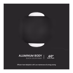 V-TAC Lampada LED da Muro Sferica 2W Doppio Fascio Luminoso Colore Nero 4000K IP54, colore Nero - Vista aggiuntiva 3