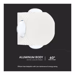 V-TAC Applique LED da Muro 4W con 4 Fasci Luminosi Corpo Bianco 3000K IP54, colore Bianco - Vista aggiuntiva 3