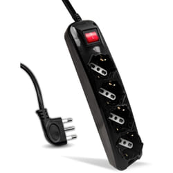 V-tac - Multipresa Elettrica Nera 4 Prese con Interruttore e Cavo da 1,5 Metri - 4 Prese 10/16A Bipasso + Schuko - Spina 16A - Ciabatta Multipresa