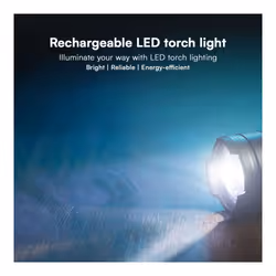 V-TAC Torcia LED 10W con Batteria Ricaricabile USB C 100LM/W IP54, colore Nero - Vista aggiuntiva 2