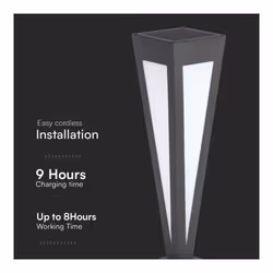 V-TAC Piantana Solare LED da Giardino 2W 635cm con Telecomando Colore Nero 3000K IP65, colore Nero - Vista aggiuntiva 3