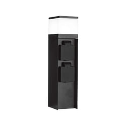 V-TAC Piantana LED da Giardino 30cm con Portafaretto G9 e 2 Prese 16A Schuko in Acciaio Inossidabile Nero IP44