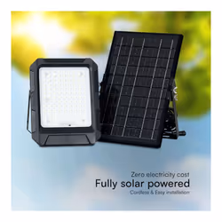 V-TAC Faro LED con Telecomando e Pannello Solare 10W Batteria sostituibile Cavo da 3m Colore Nero 4000K, colore Nero - Vista aggiuntiva 2