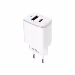 SKU 23580, modello VT-3530: Nome: Adattatore da viaggio USB Potenza: 20W Porte: 1 porta PD (Power Delivery) + 1 porta QC (Qui ...