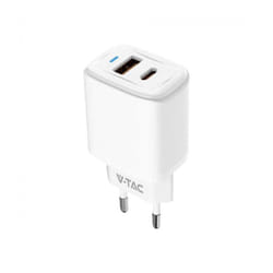 VT-3530 Caricabatterie adattatore da viaggio usb 20W 1 PD+1 qc Bianco - 23580 - V-tac