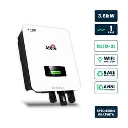V-TAC Inverter Monofase Ibrido On-Grid/Off-Grid 3.6kW Meter WiFi e TA Garanzia 10 Anni IP65